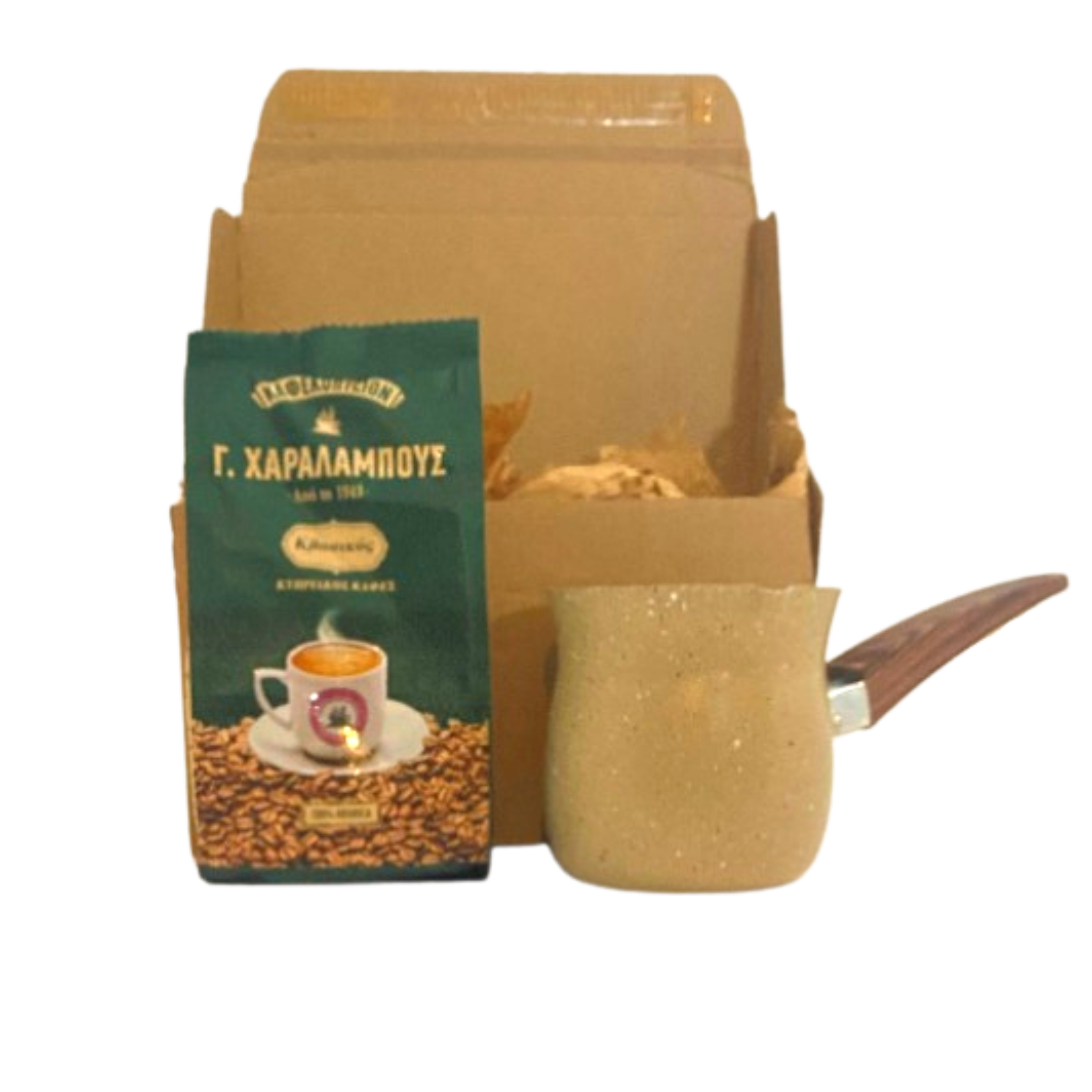 Stovetop Coffee Maker Cezve Jusve with Cypriot Coffee Charalambous 250g